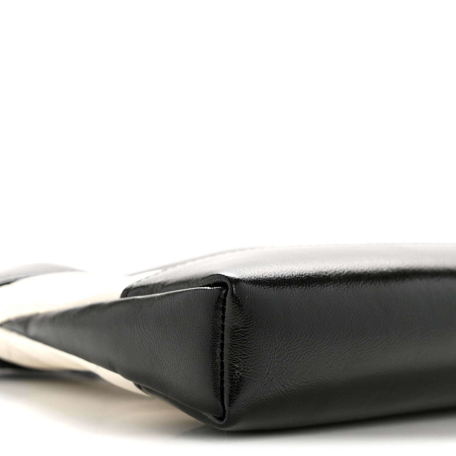 Shiny Crumpled Calfskin Quilted Nano 31 Shopping Bag White Black
