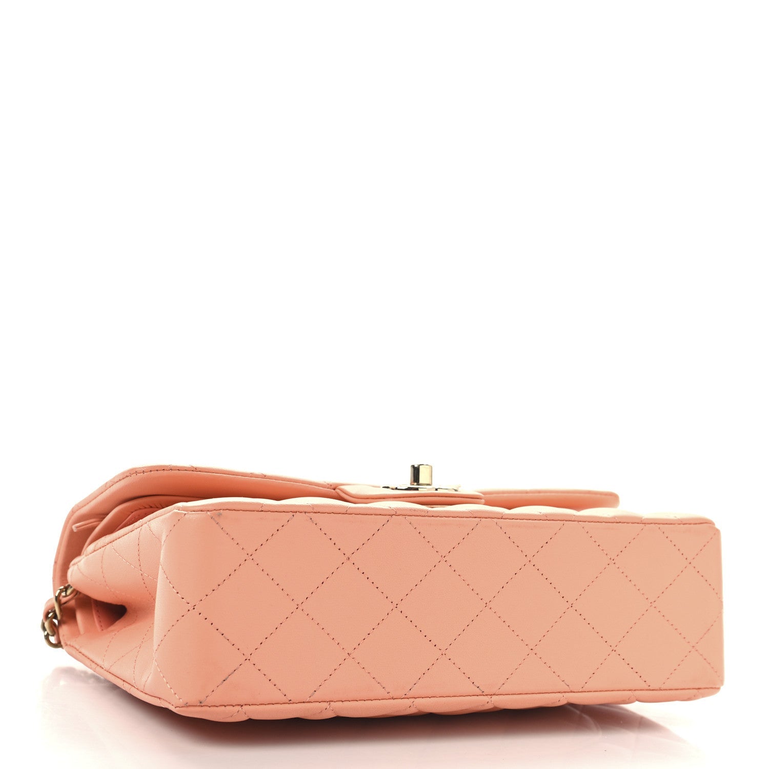 Lambskin Quilted Small Double Flap Light Orange