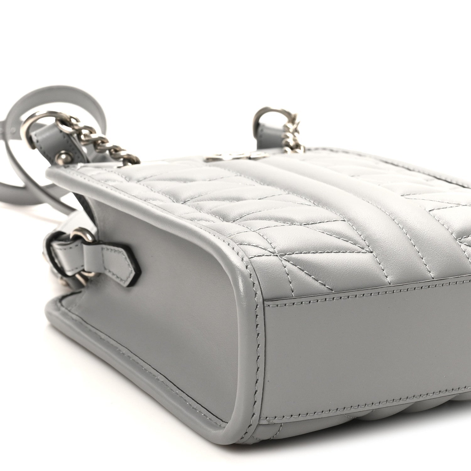 Calfskin Matelasse Chevron Mini GG Marmont Tote Grey
