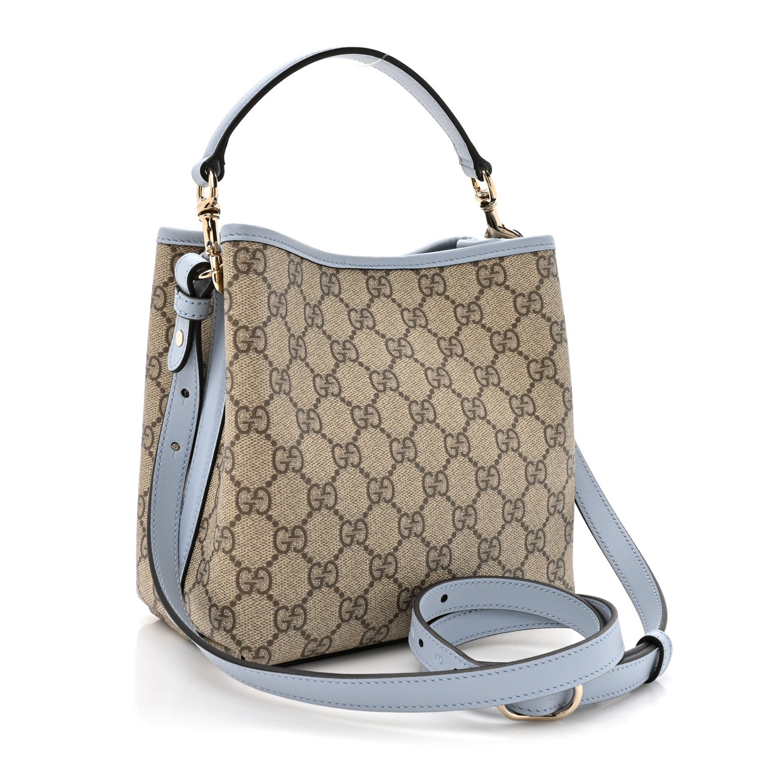 GG Supreme Monogram Emblem Small Shoulder Bag Beige Ebony Light Blue