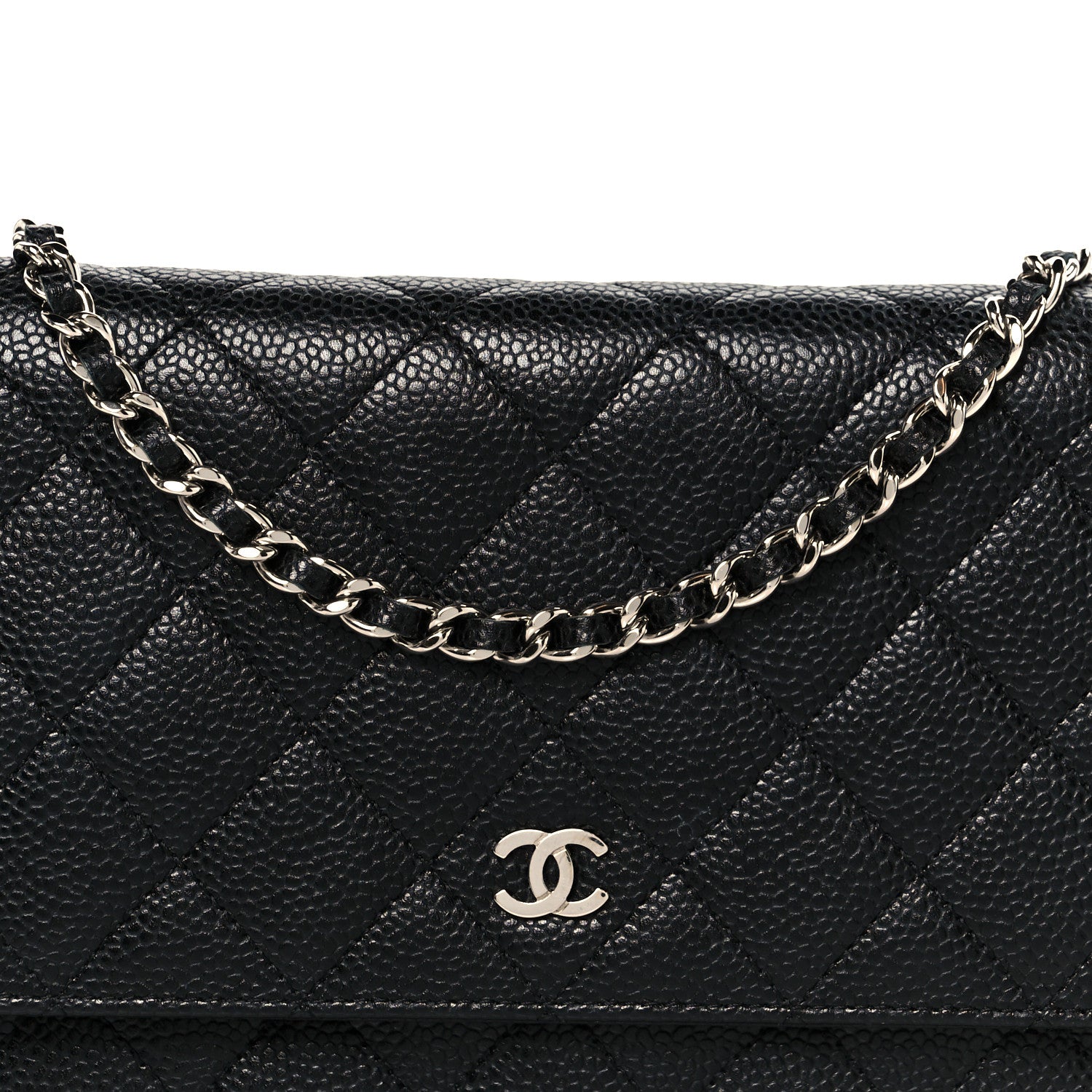 Caviar Quilted Wallet On Chain WOC Black