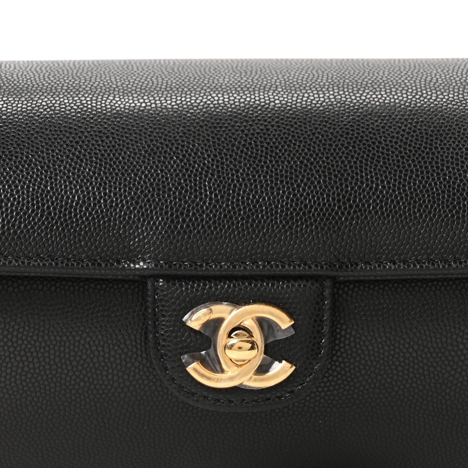 Shiny Caviar Preppy Coco Small Bowling Bag Black