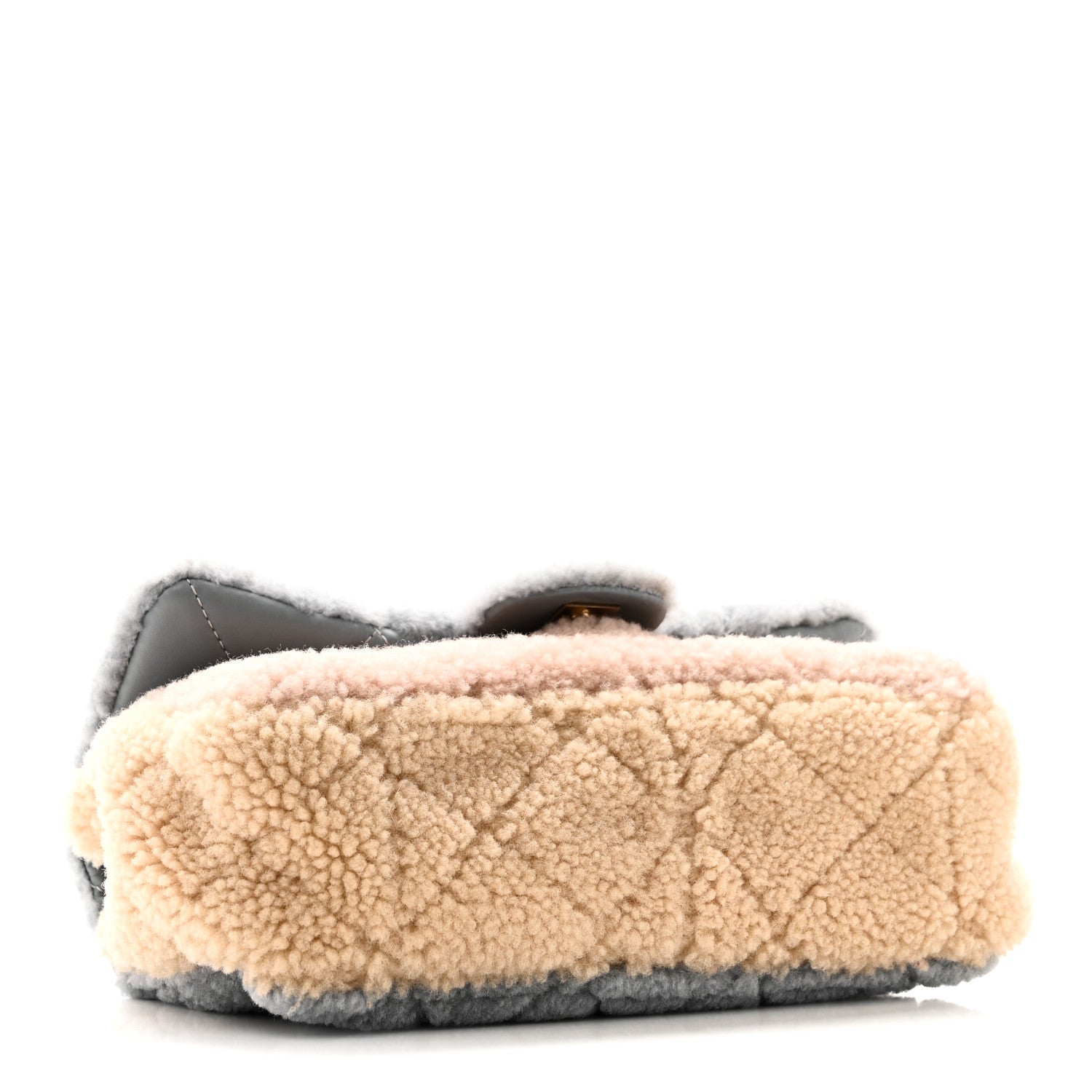 Shearling Sheepskin Single Flap Gray Pink Beige