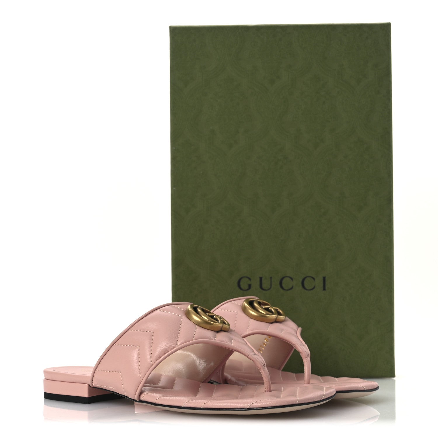 Nappa Charlotte Double G Marmont Thong Sandals 37 Perfect Pink