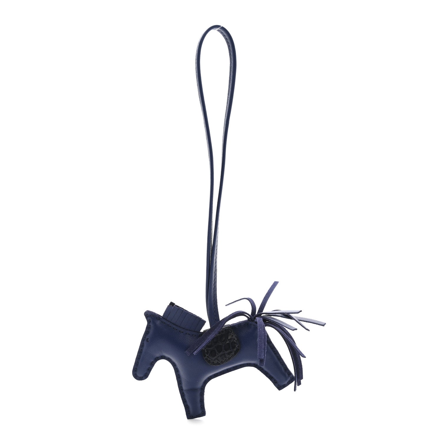 Milo Lambskin Matte Alligator Touch Grigri Rodeo Horse Bag Charm PM Bleu Saphir Marine