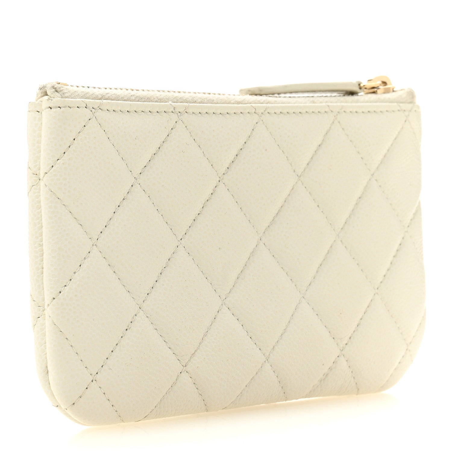 Caviar Quilted Small Pouch White