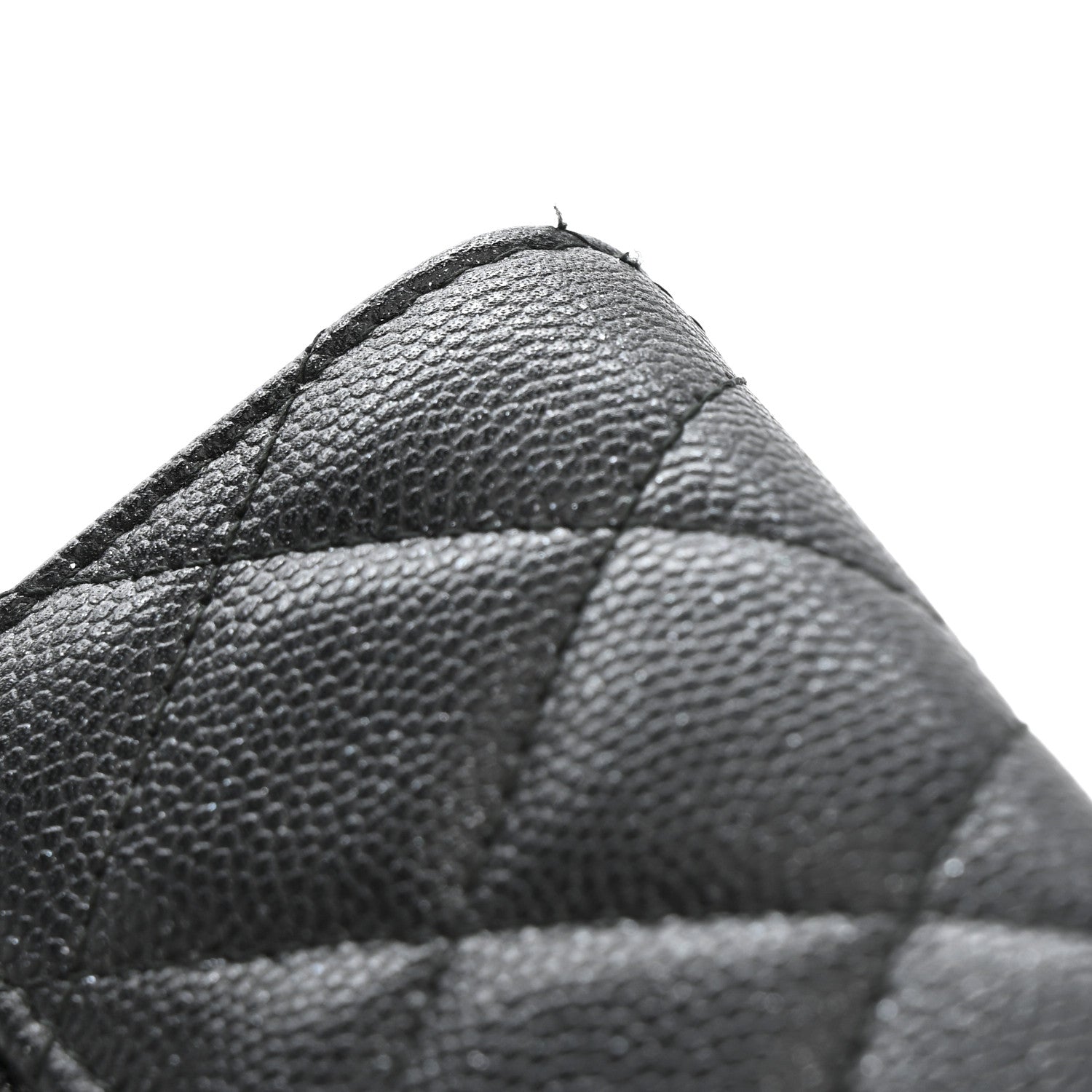 Iridescent Caviar Quilted Compact Flap Wallet Black