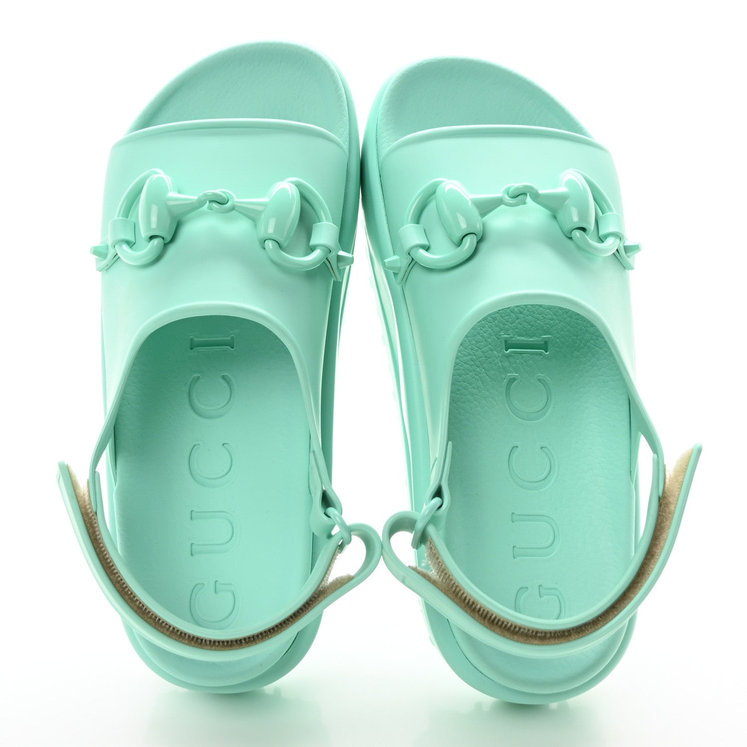 Soft Rubber Horsebit Womens Slingback Sandals 37 Teal Cyan