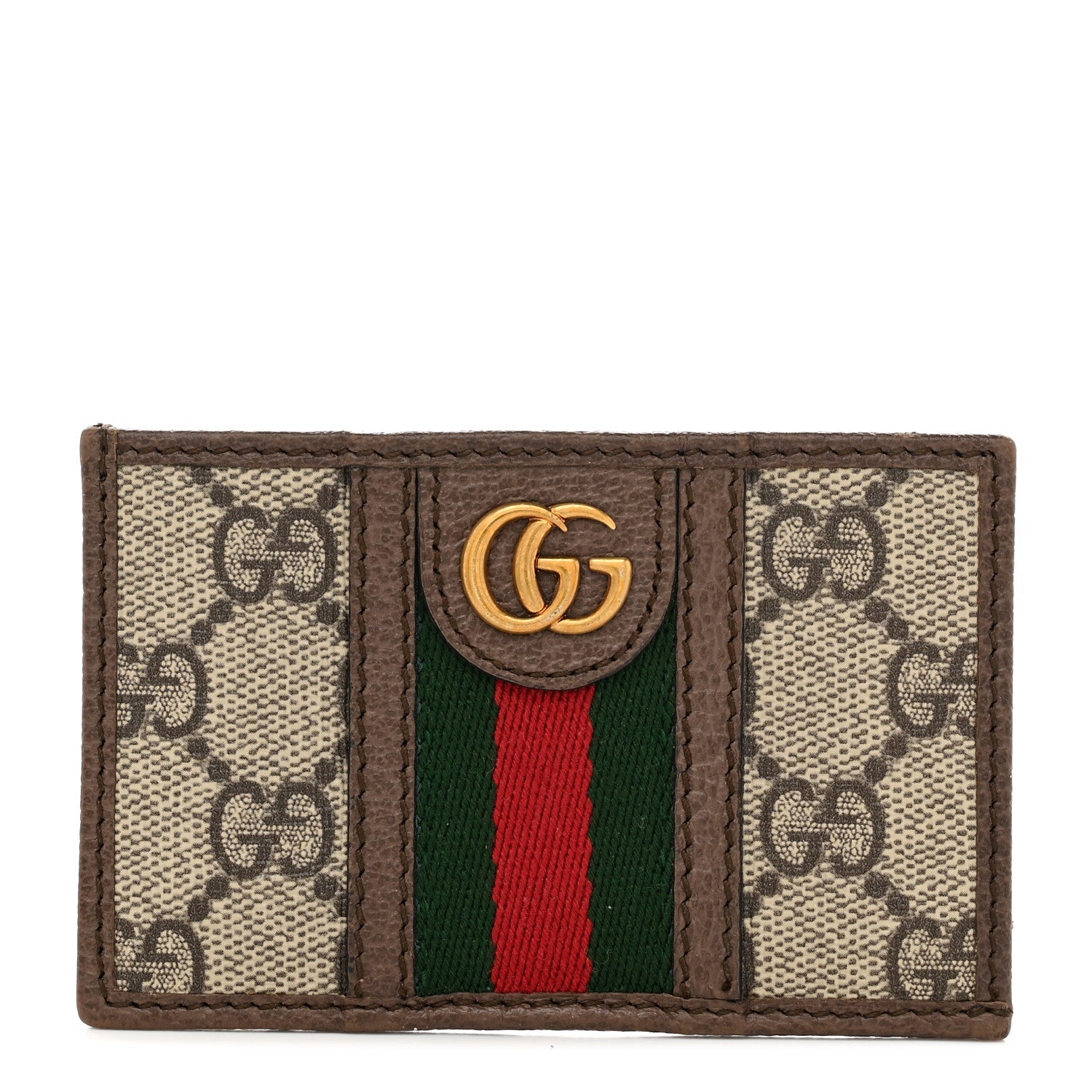 GG Supreme Monogram Ophidia Card Holder Brown