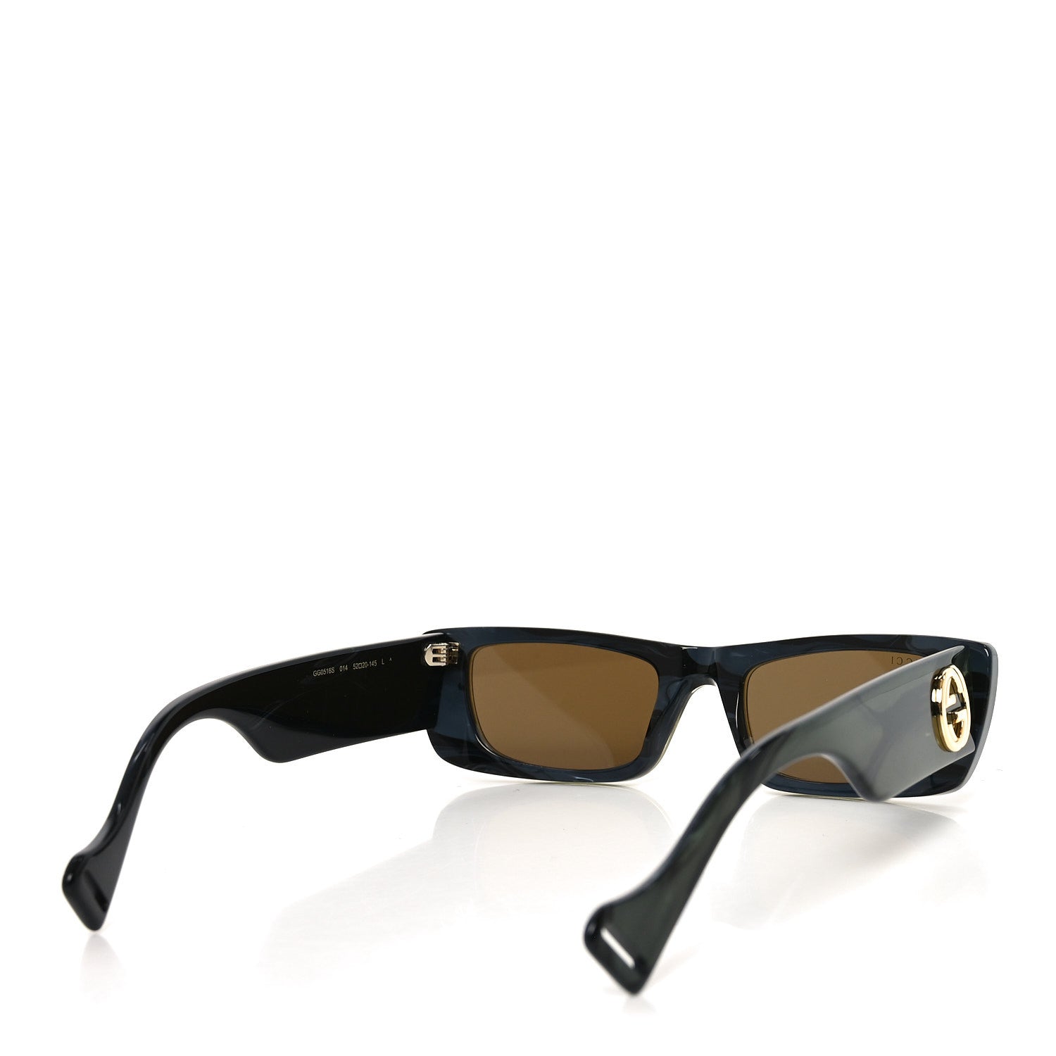 Acetate Rectangular Sunglasses GG0516S Green Bronze
