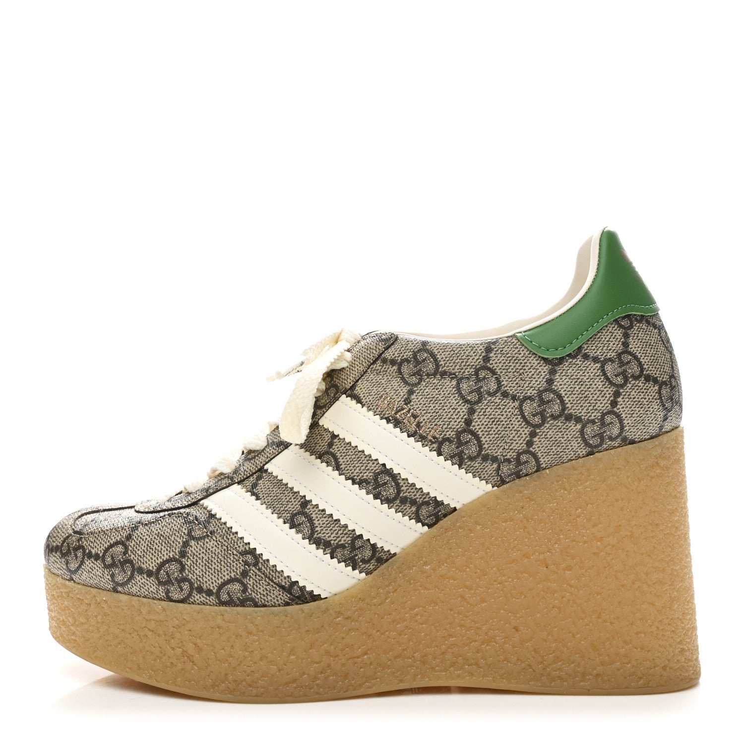 X ADIDAS GG Supreme Monogram Gazelle Wedge Sneakers 36.5 Beige Ebony Off White New Shamarock