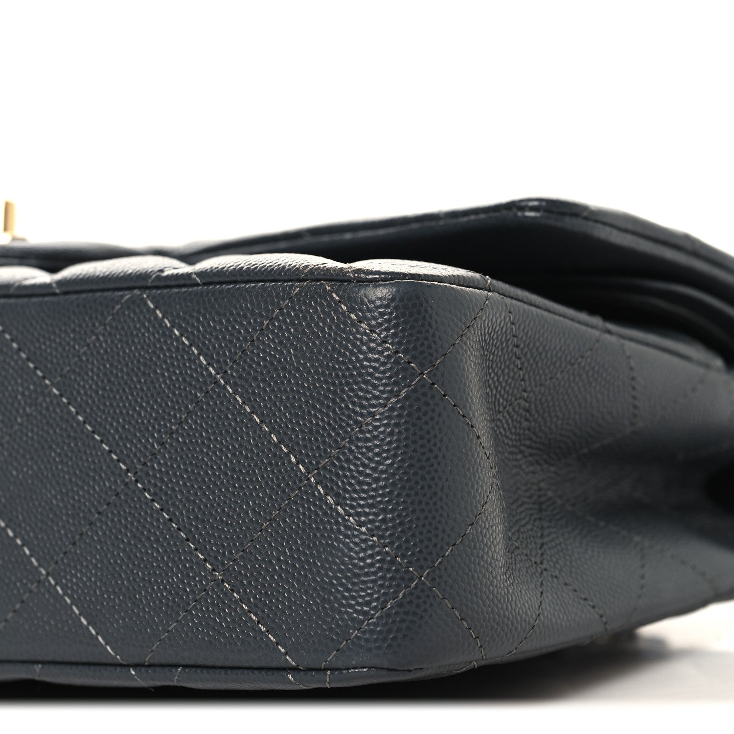 Caviar Quilted Medium Double Flap Dark Grey