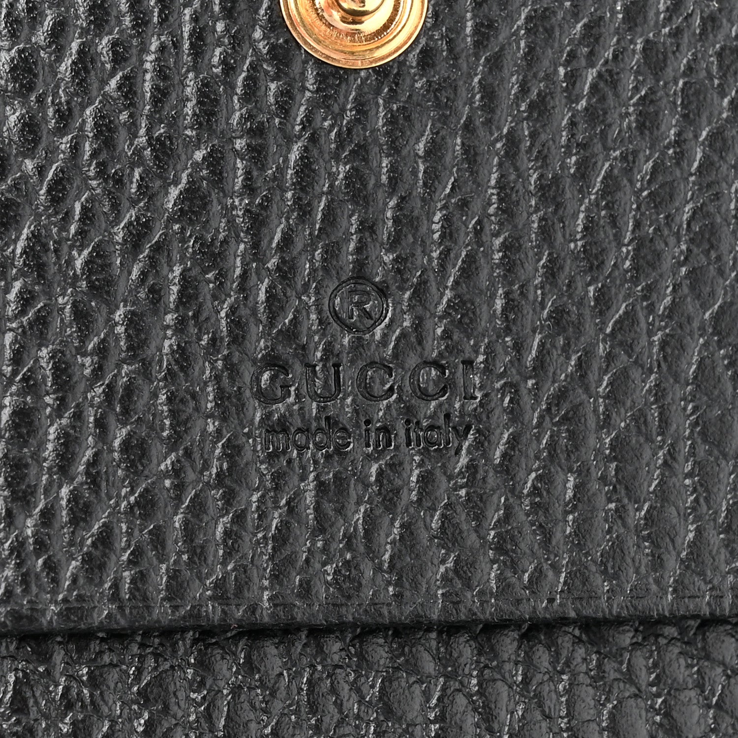 Pebbled Calfskin GG Marmont Card Case Black