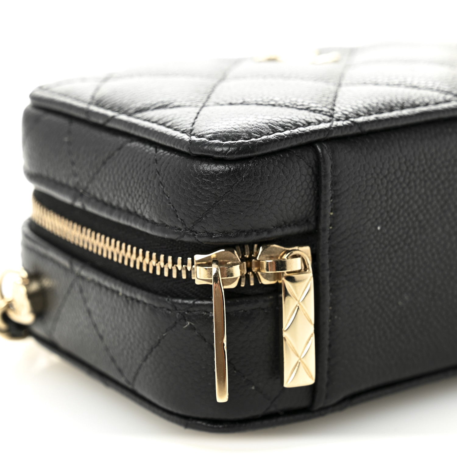 Caviar Quilted Small Top Handle Vanity Case Black