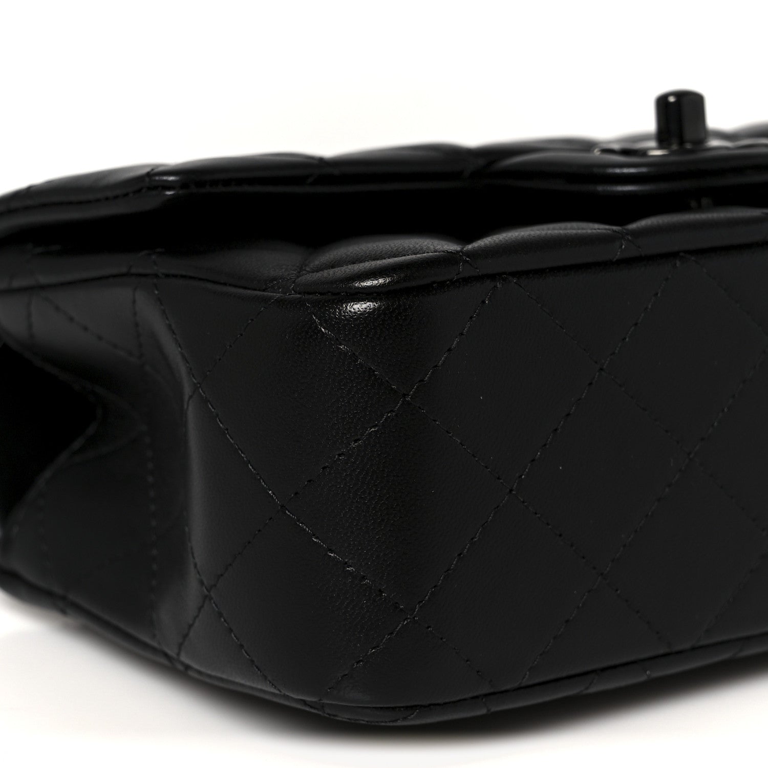 Lambskin Quilted Mini Top Handle Rectangular Flap So Black