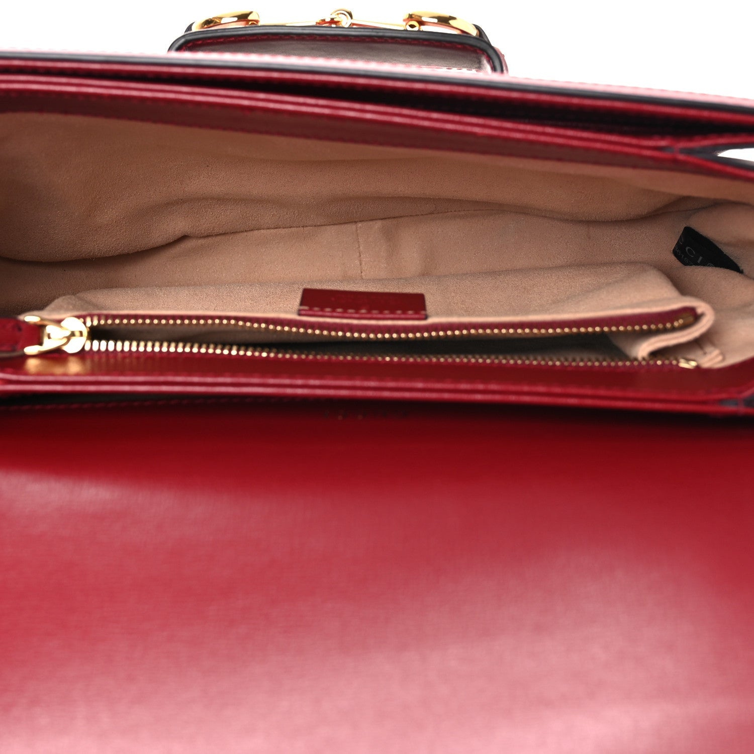 GG Supreme Monogram Azalea Calfskin Horsebit 1955 Shoulder Bag Beige Ebony New Cherry Red