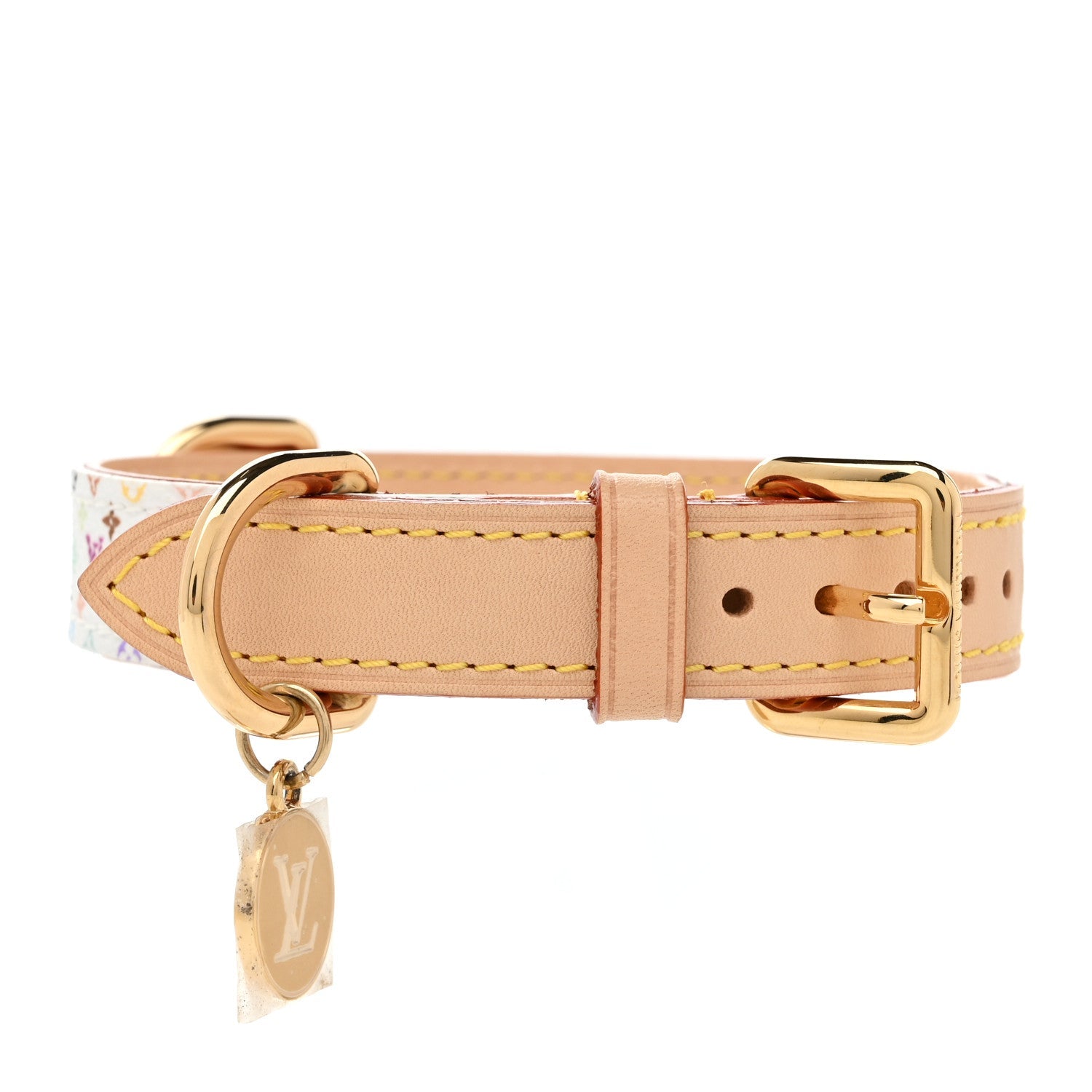 LV X TM Monogram Multicolor Dog Collar PM White