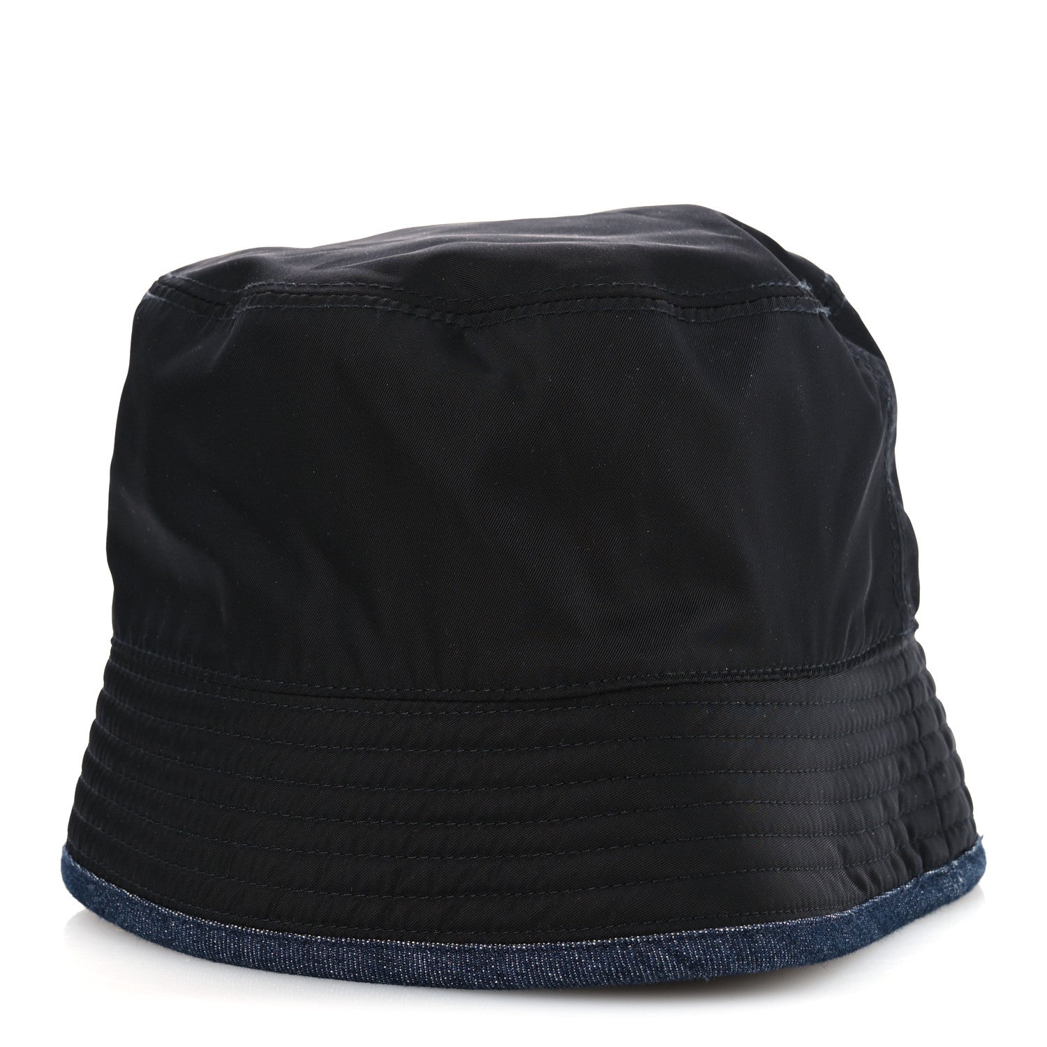 Nylon Denim Metal Triangle Logo Bucket Hat S Black
