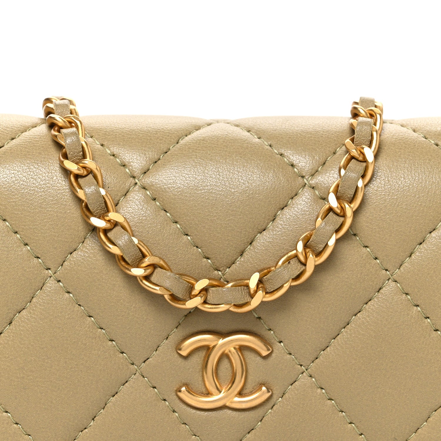 Lambskin Enamel Quilted Coco Hearts Clutch With Chain Light Green