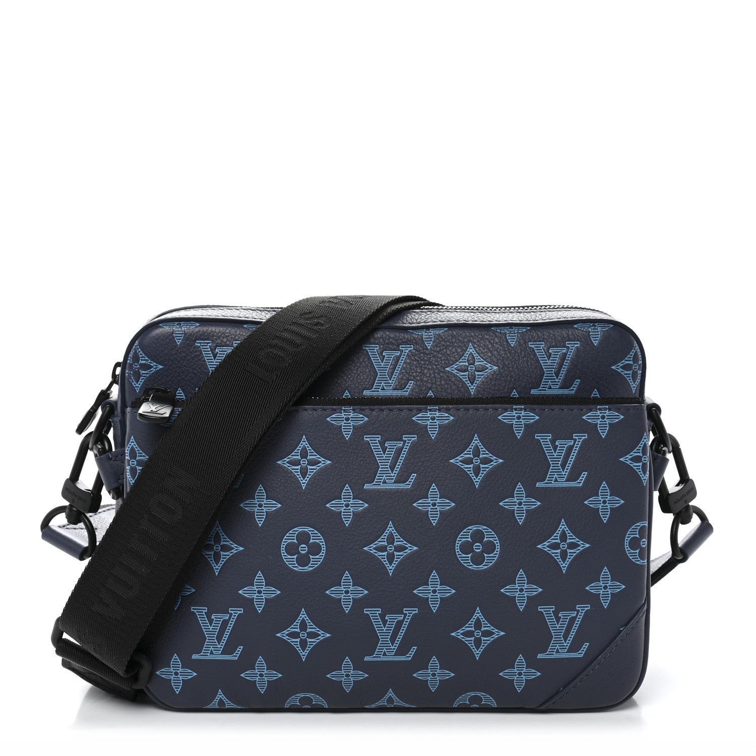 Calfskin Monogram Shadow Trio Messenger Navy River Blue