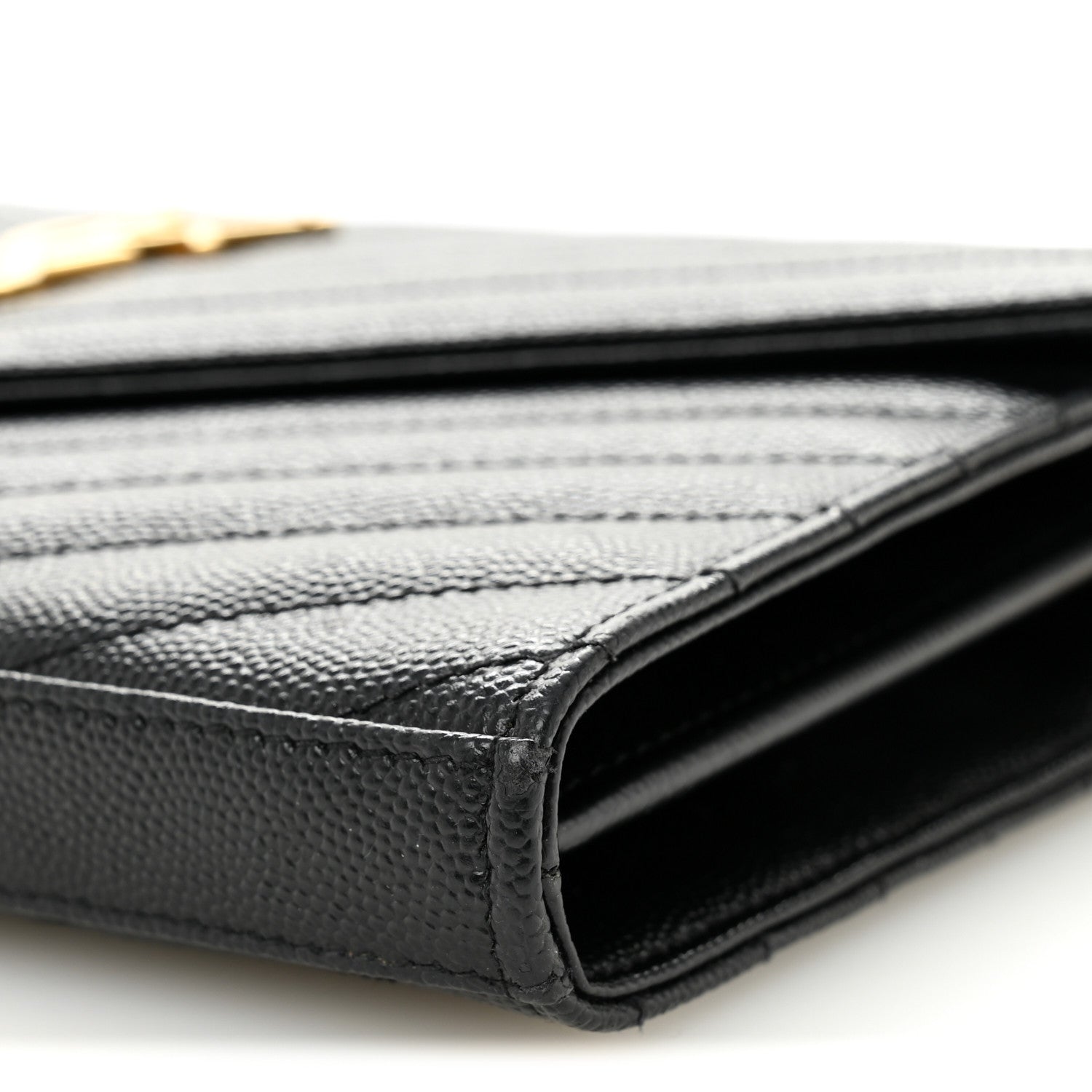 Grain De Poudre Matelasse Chevron Monogram Chain Wallet Black