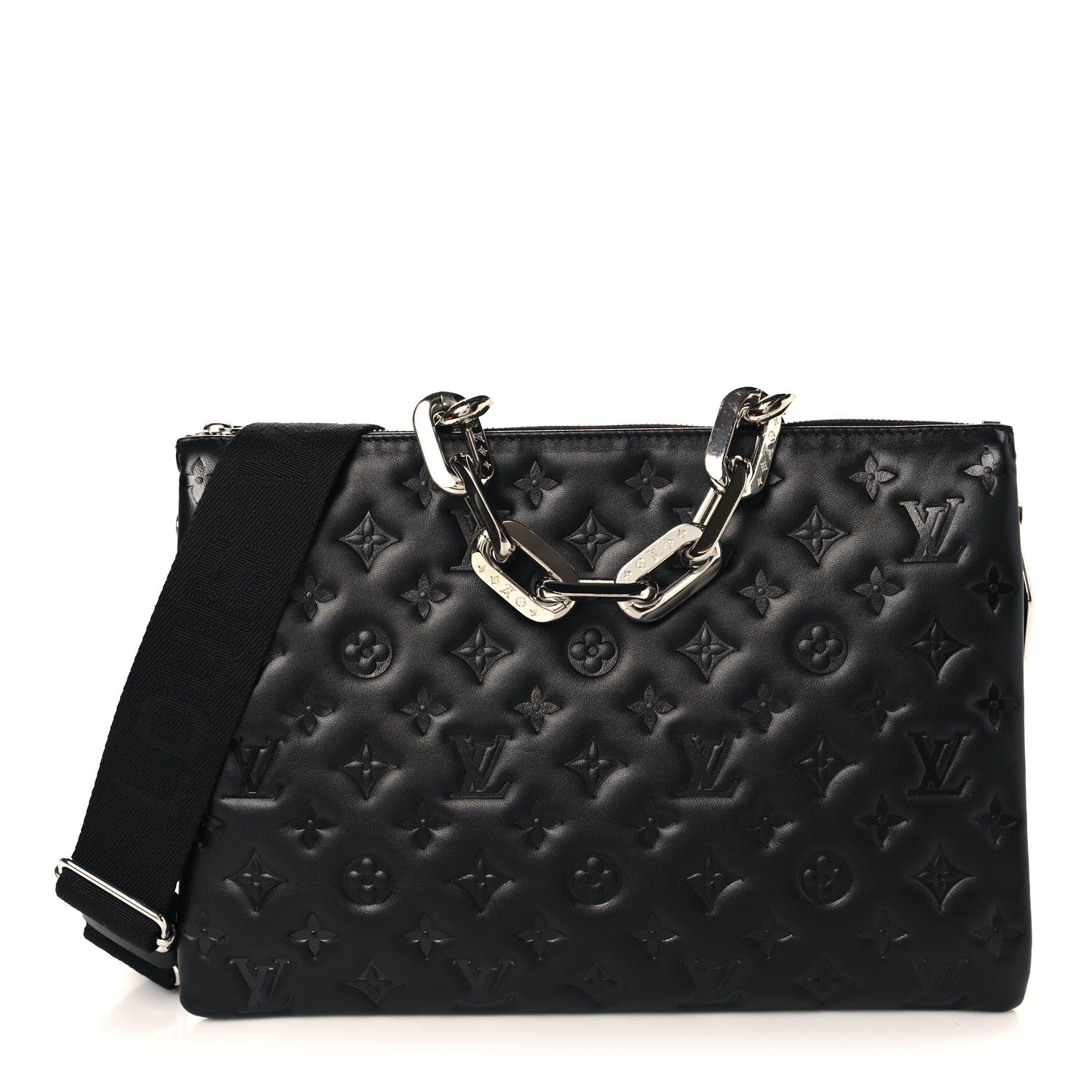Lambskin Embossed Monogram Coussin MM Black