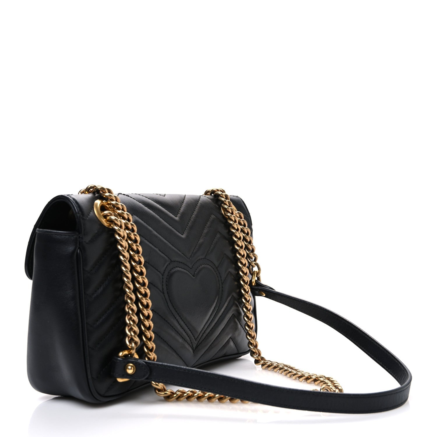 Calfskin Matelasse Small GG Marmont Shoulder Bag Black