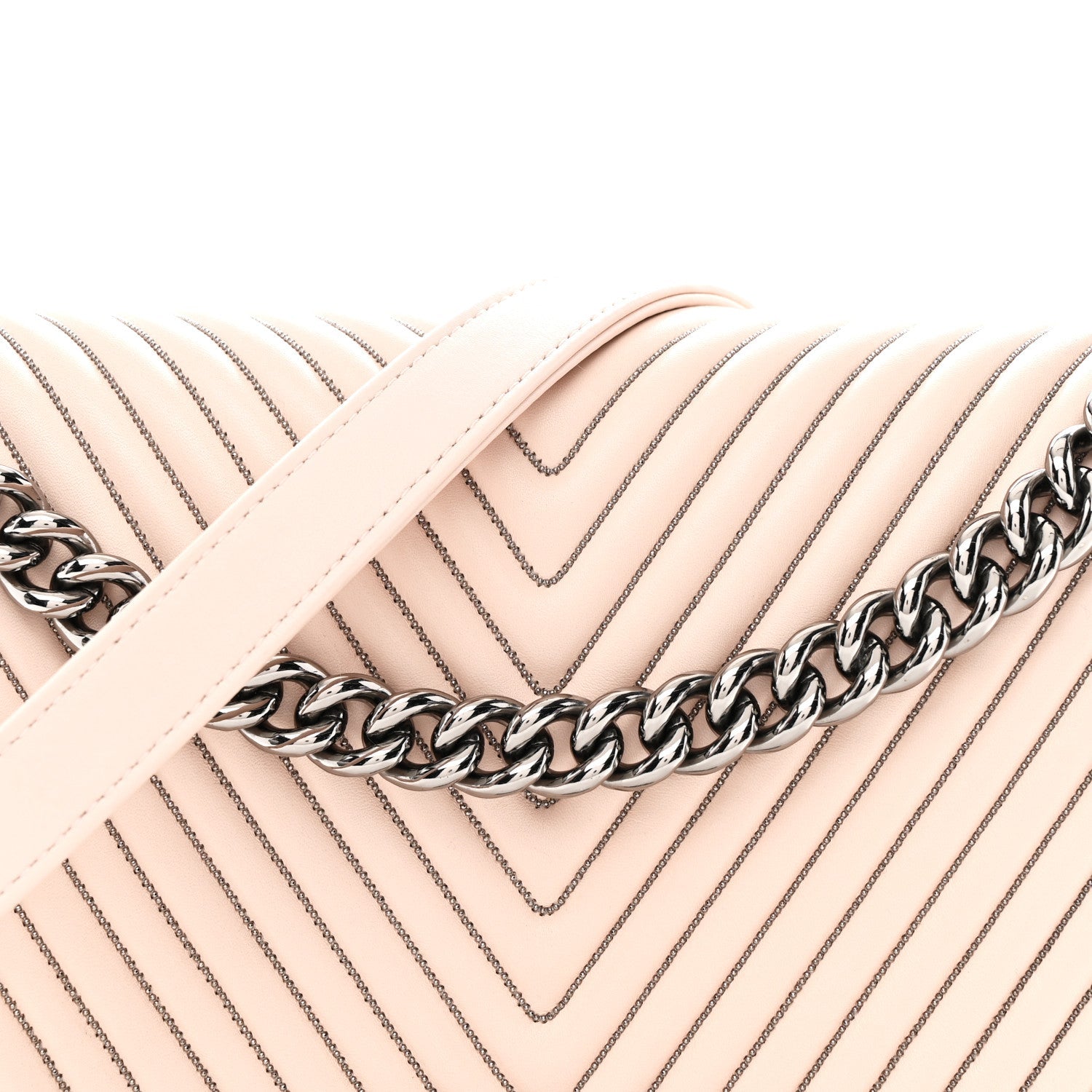 Lambskin Chevron Chain Stitched New Medium Boy Flap Beige
