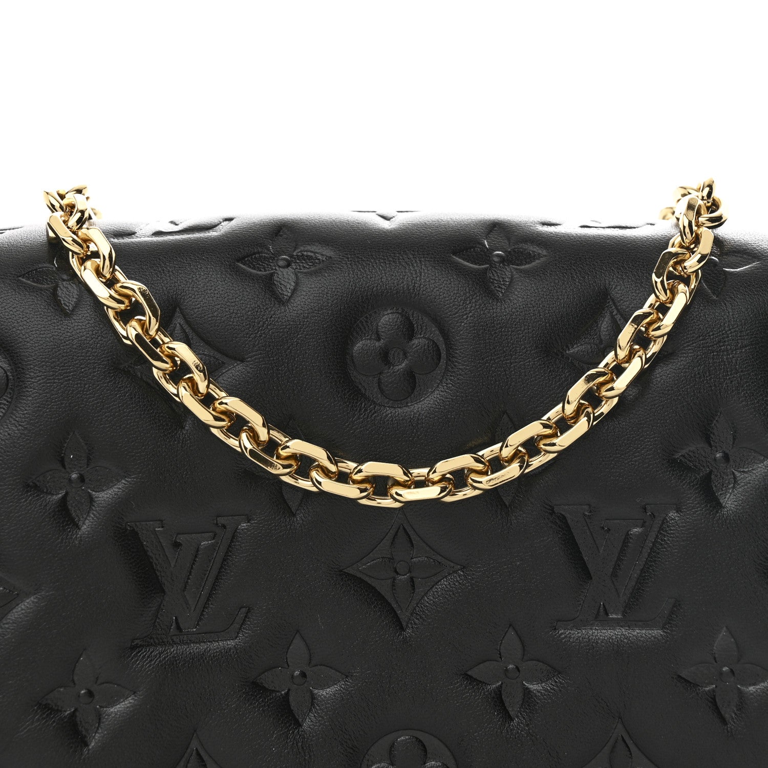 Lambskin Embossed Monogram Pochette Coussin Black
