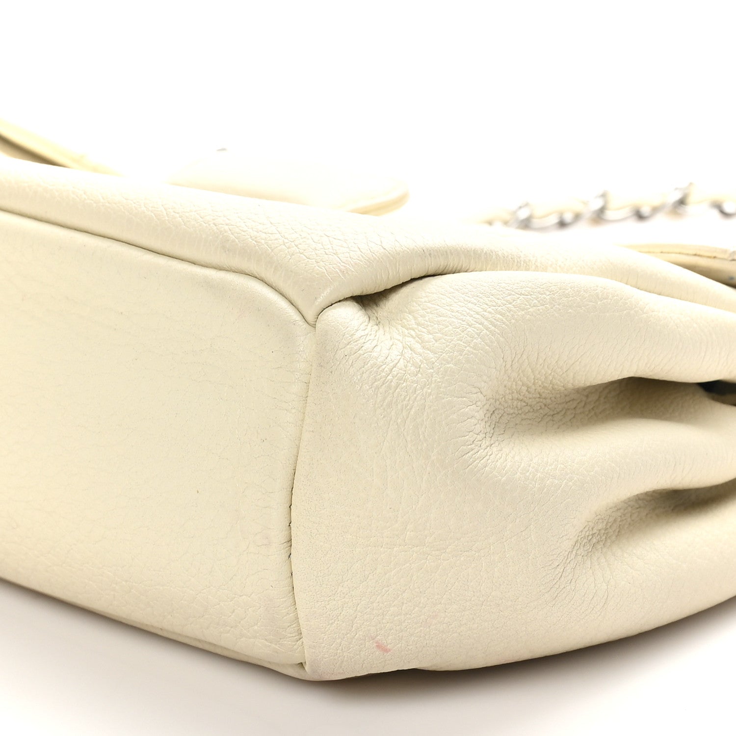 Calfskin Stitched Accordion Flap White