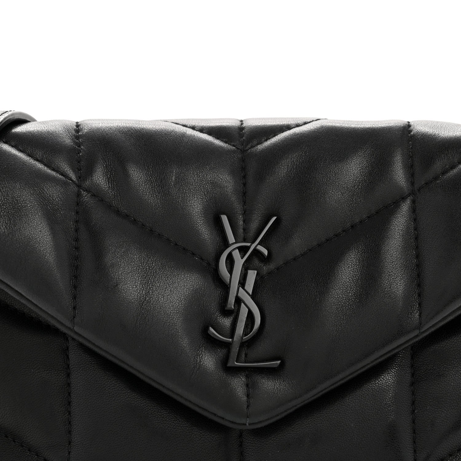 Lambskin Quilted Toy Loulou Puffer Monogram Monochrome Chain Satchel Black