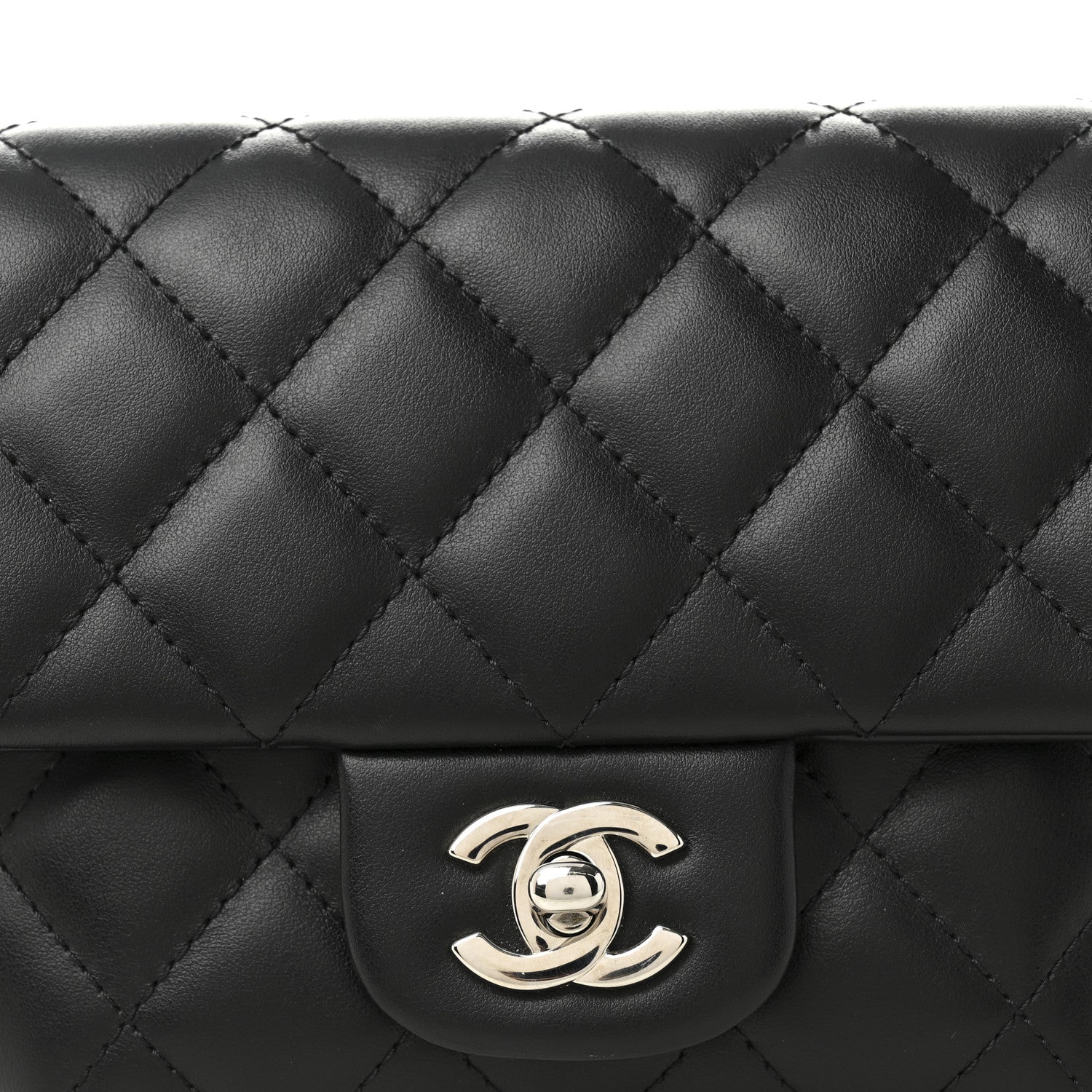 Calfskin Quilted CC Uniform Flap Belt Bag Black
