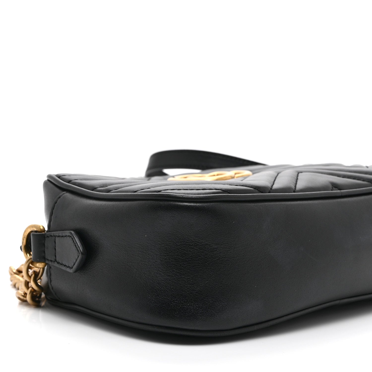 Calfskin Matelasse Small GG Marmont Chain Shoulder Bag Black