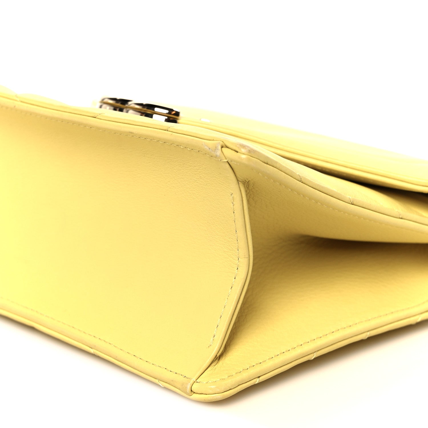 Calfskin Quilted Chevron Small Envelope Flap Yellow