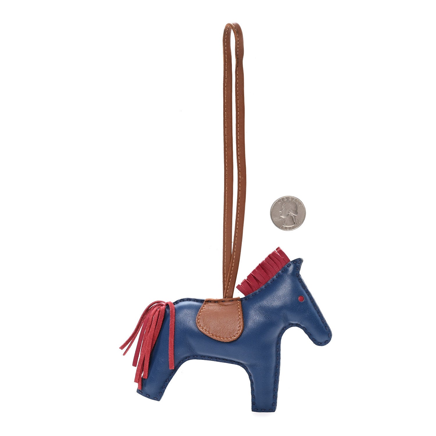 Milo Lambskin Grigri Rodeo Horse Bag Charm MM Bleu De Malte Rubis Fauve