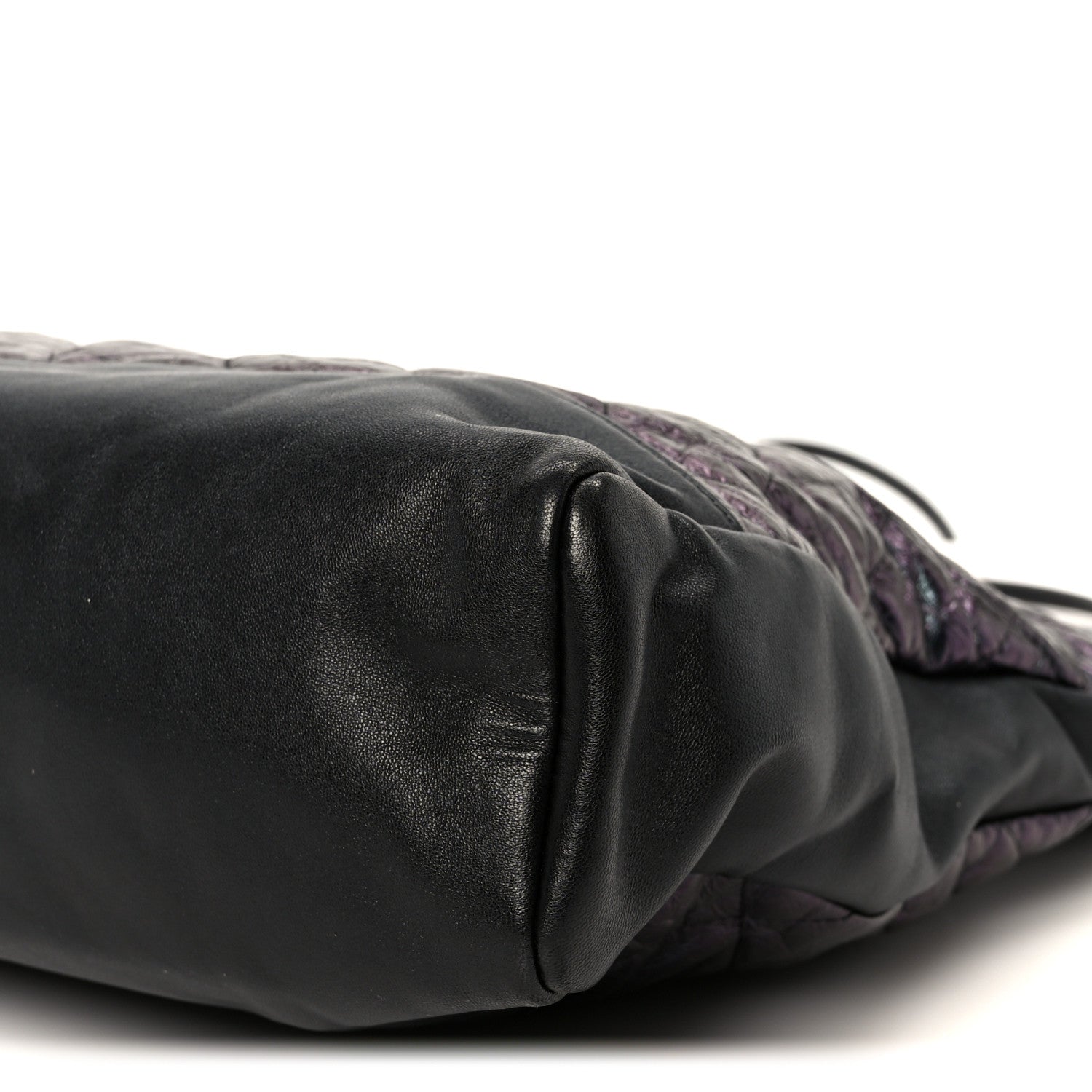 Crumpled Calfskin Quilted 31 Large Shopping Bag Black