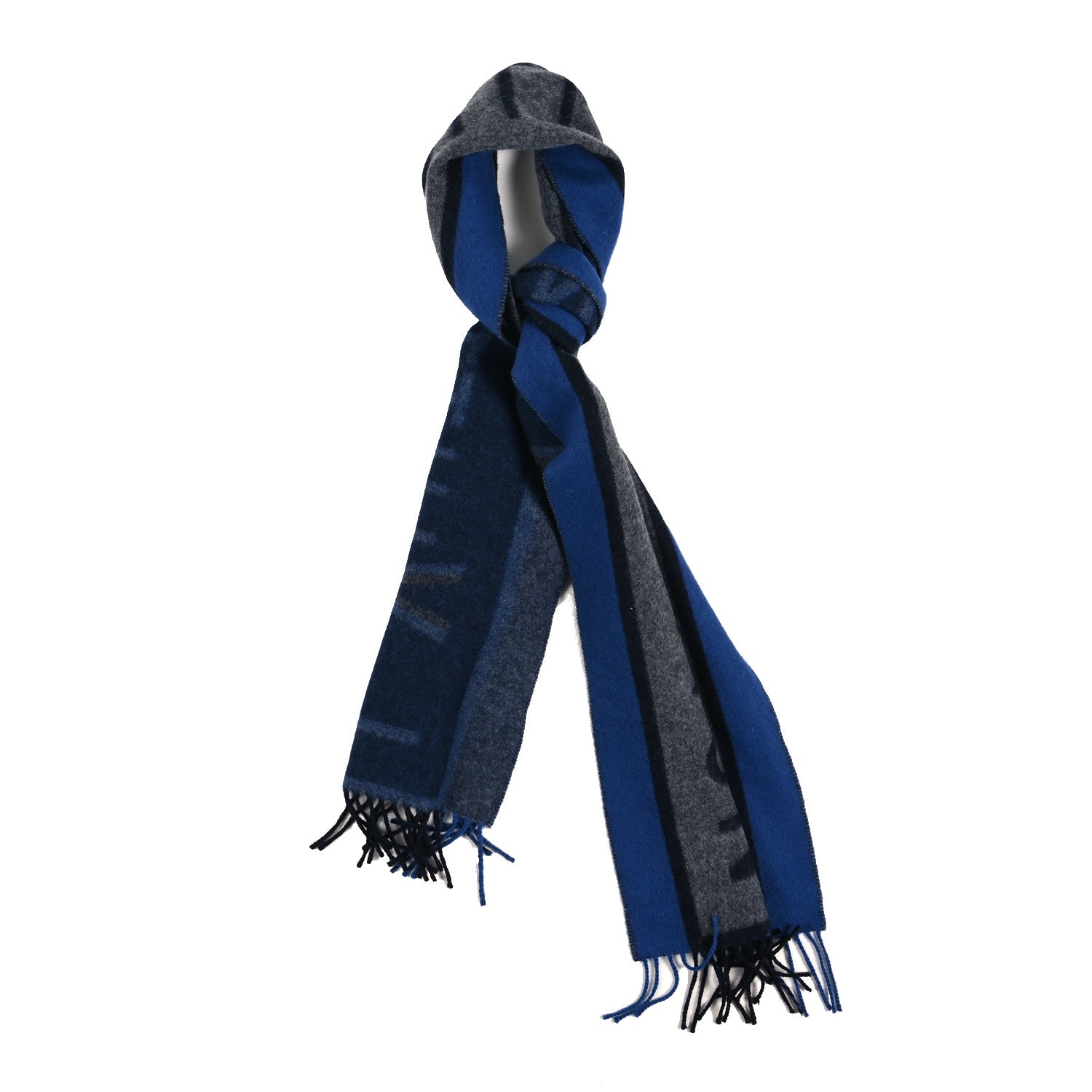 Wool Cashmere LV Scarf Grey Blue