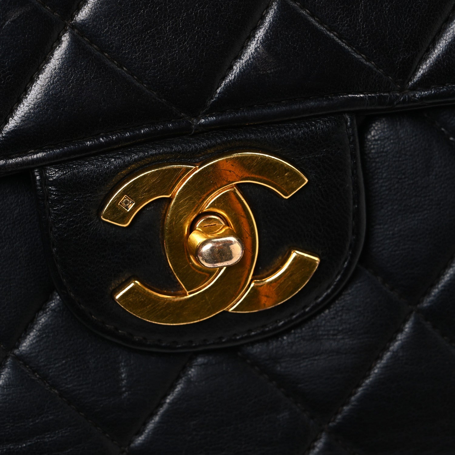 Lambskin Quilted Jumbo Single Flap Black