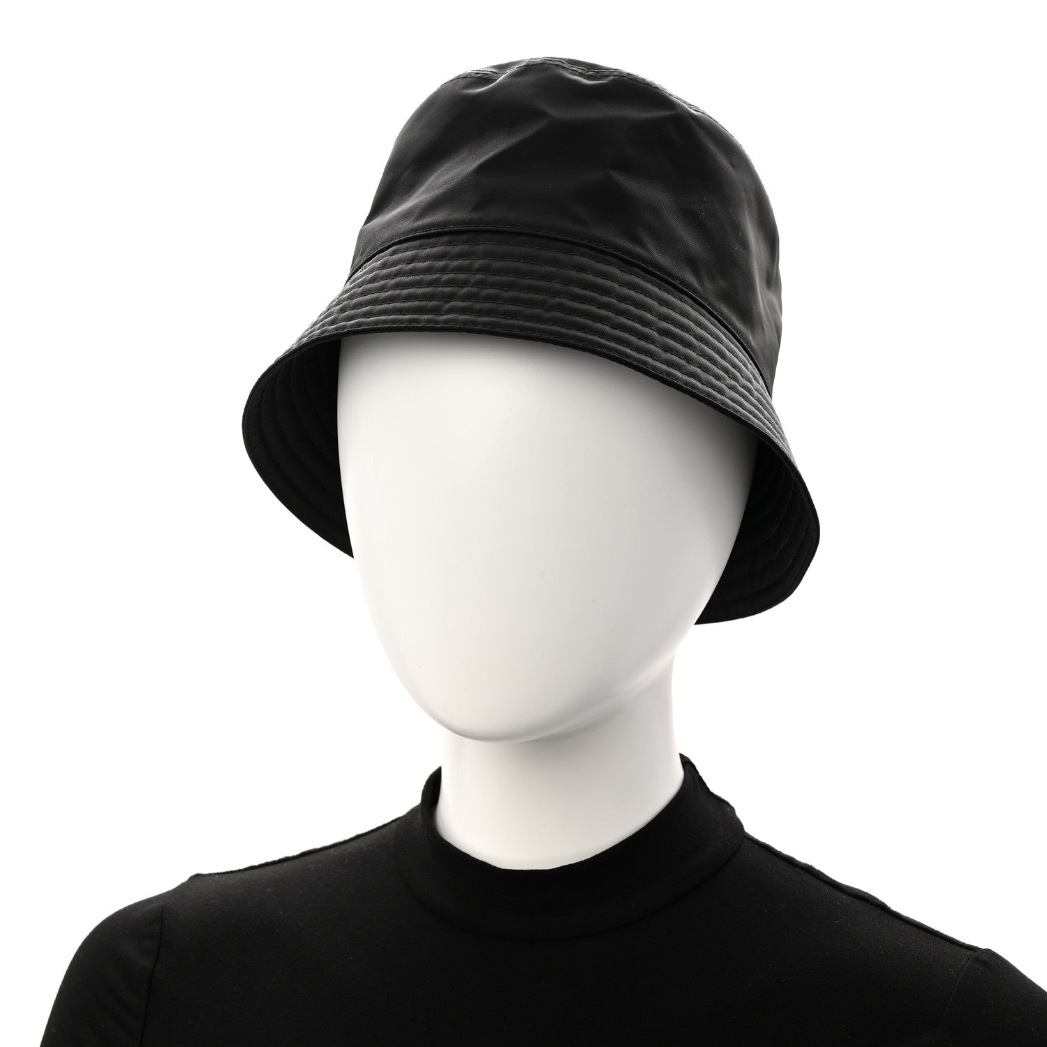 Re-Nylon Metal Triangle Logo Womens Bucket Hat M Black