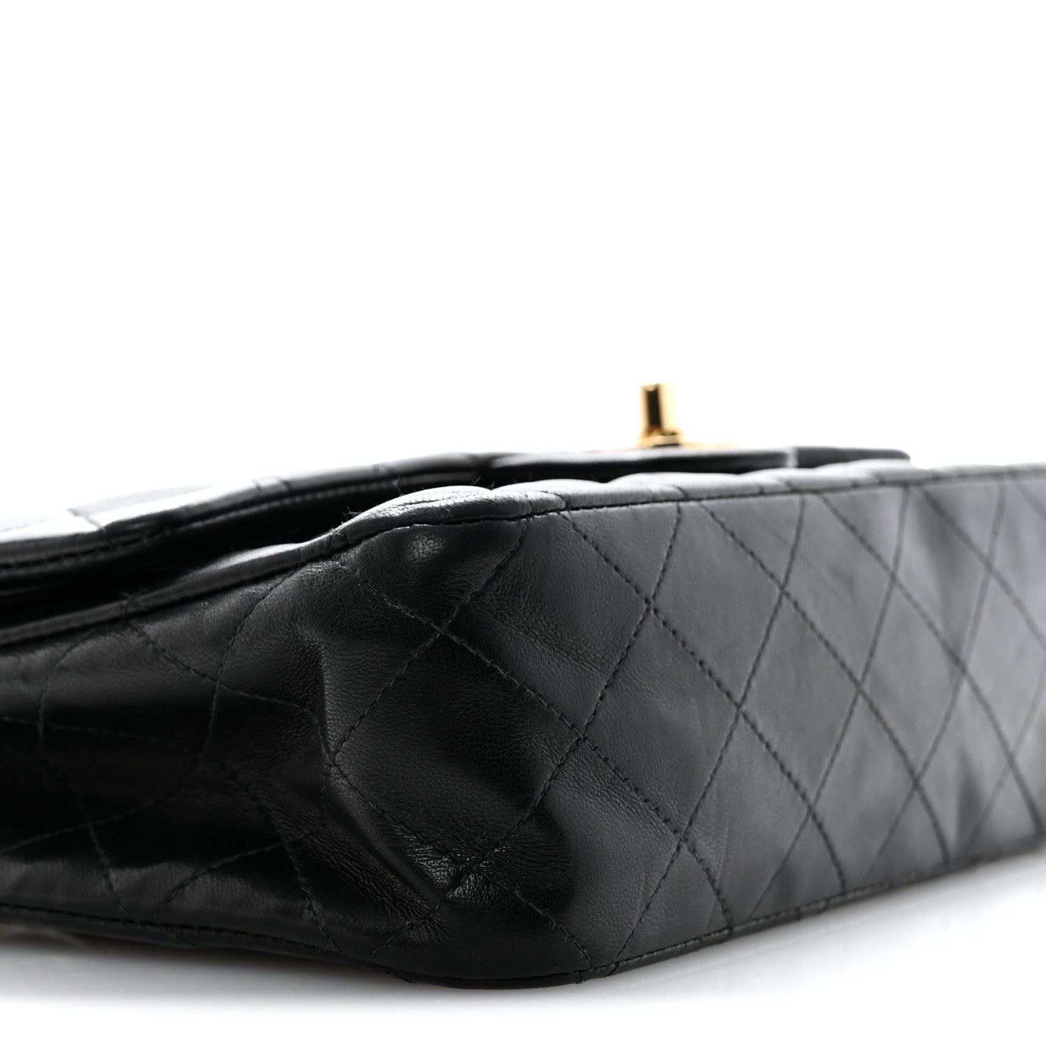 Lambskin Quilted Medium Double Flap Black