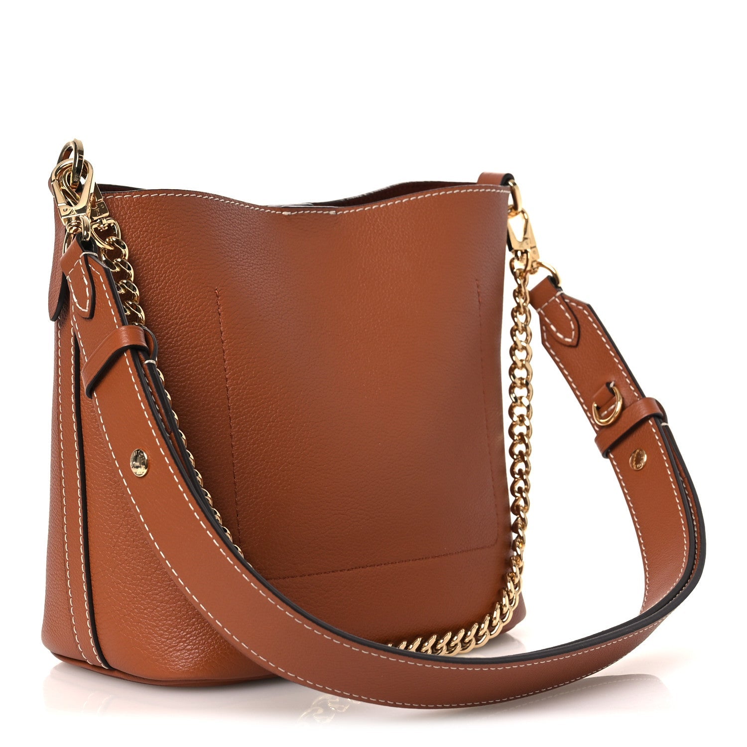 Calfskin Lock and Walk Bucket Cognac