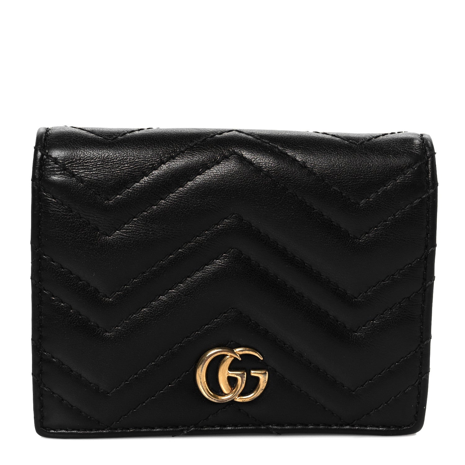 Calfskin Matelasse GG Marmont Card Case Wallet Black