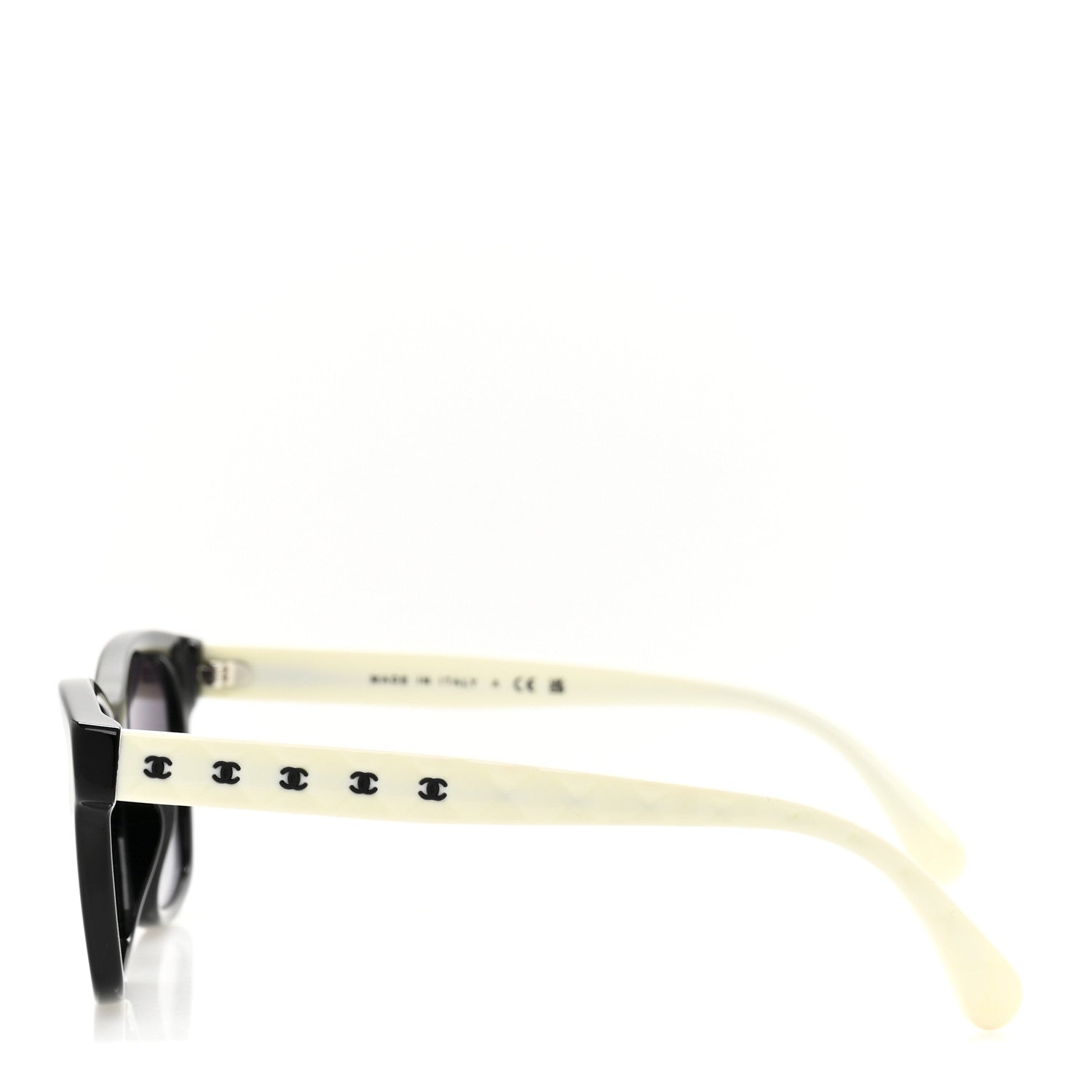 Acetate Quilted CC Square Sunglasses 5484 White Black
