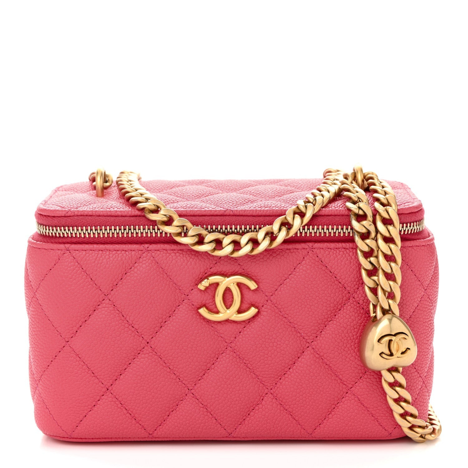 Caviar Quilted Sweetheart Vanity Case Pink
