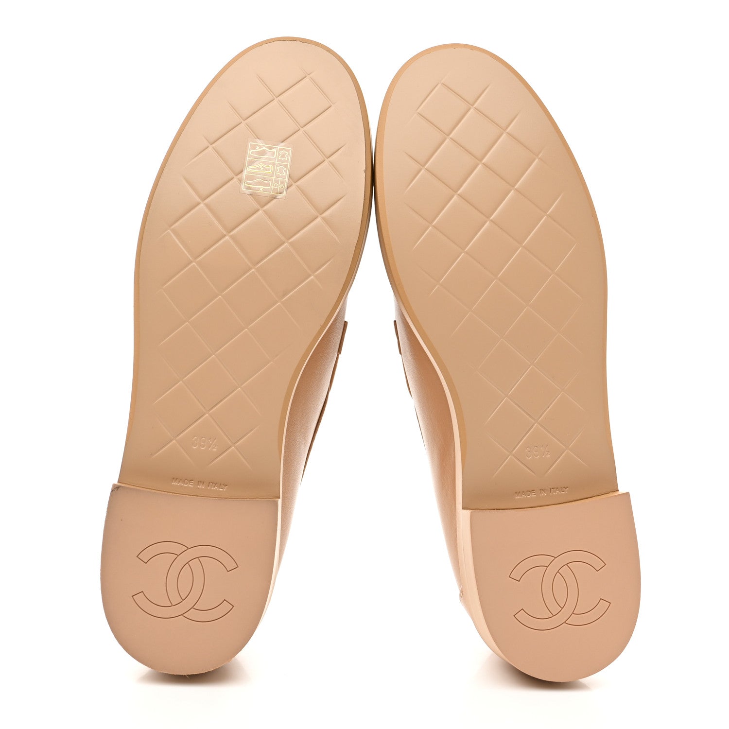 Lambskin Quilted CC Turnlock Moccasins 39.5 Beige