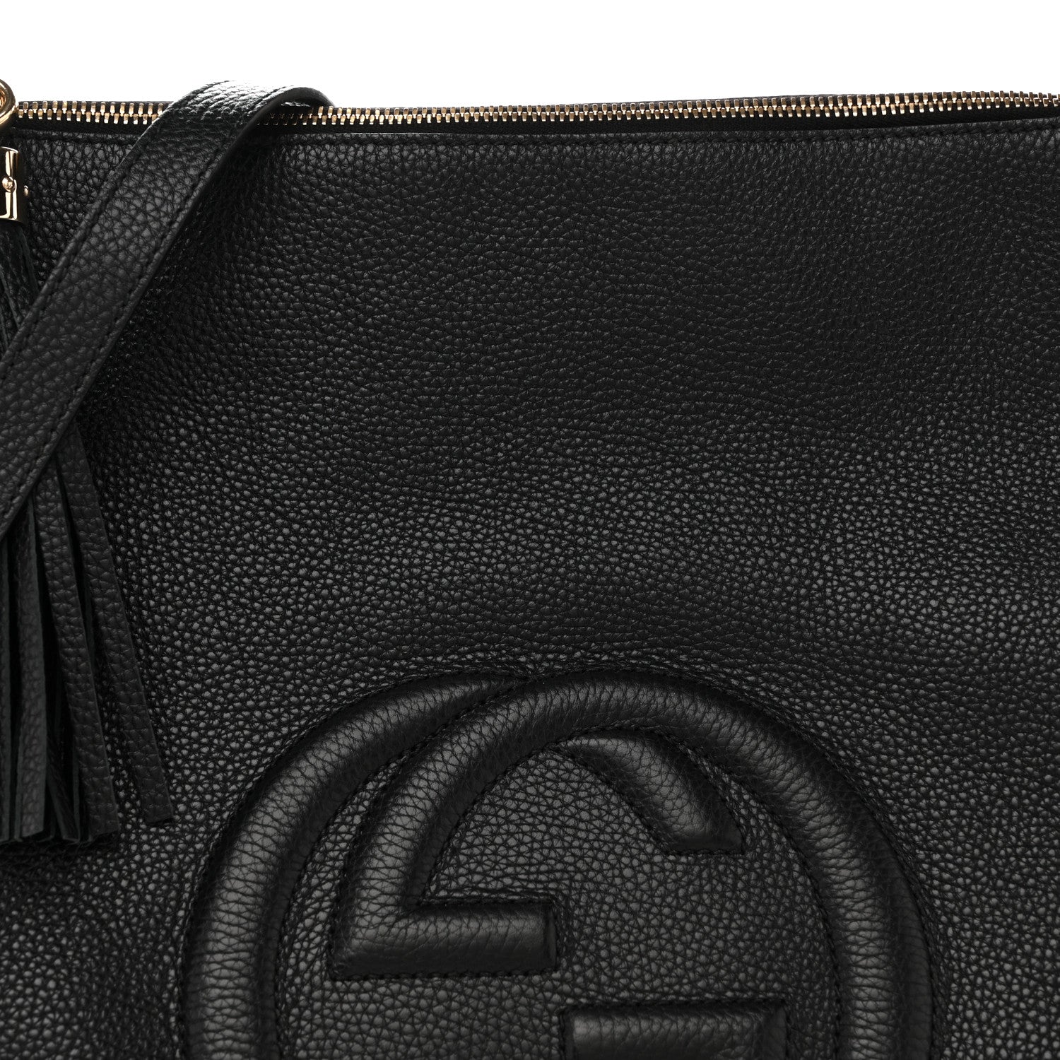 Pebbled Calfskin Large Soho Hobo Black