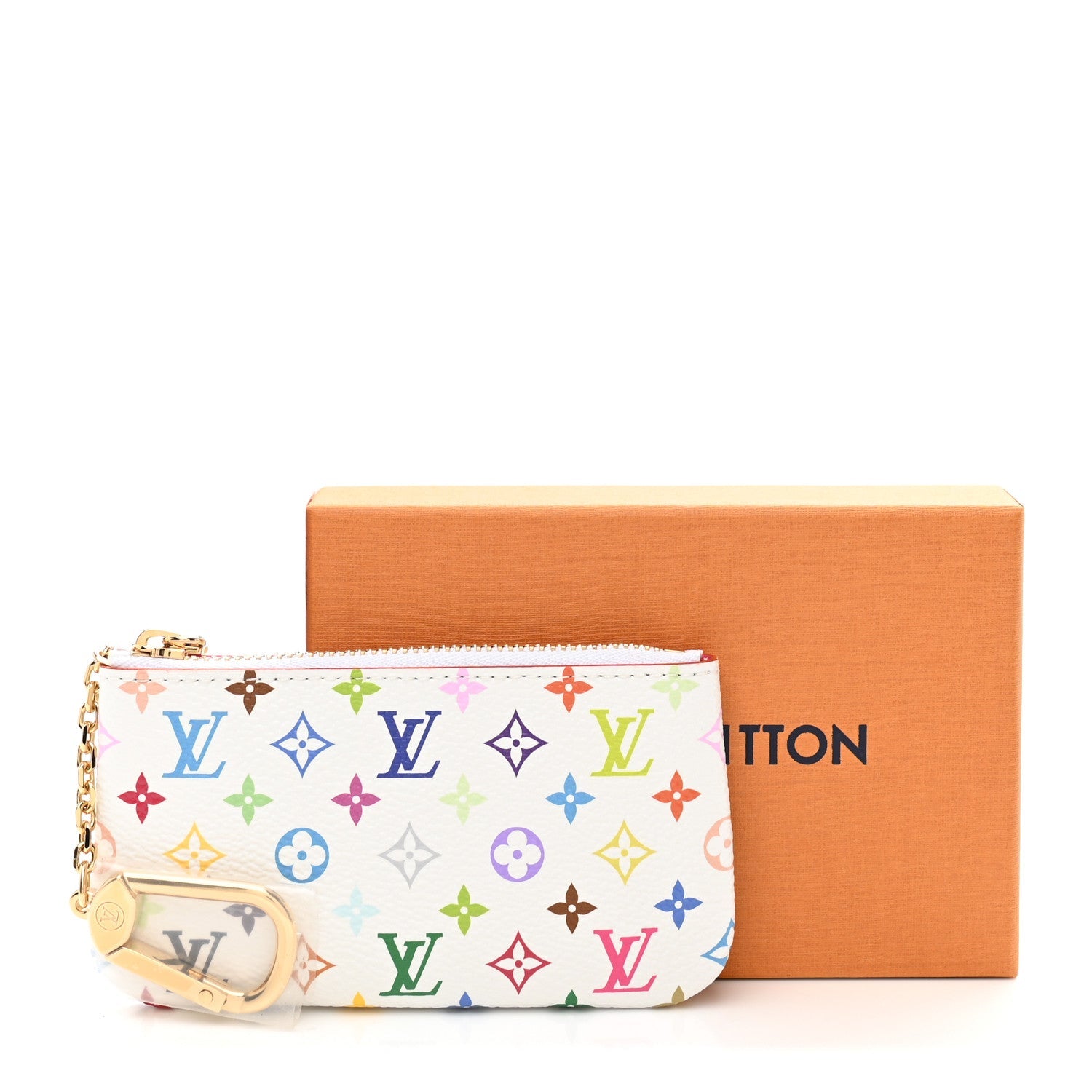 LV X TM Monogram Multicolor Key Pouch White