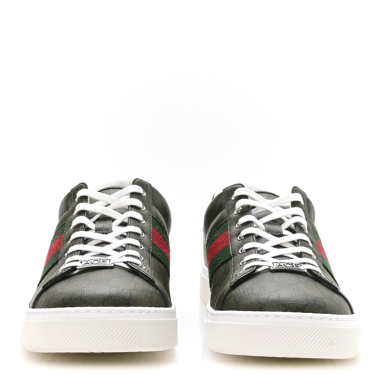 GG Supreme Monogram Web Mens New Ace Sneakers 11 Green
