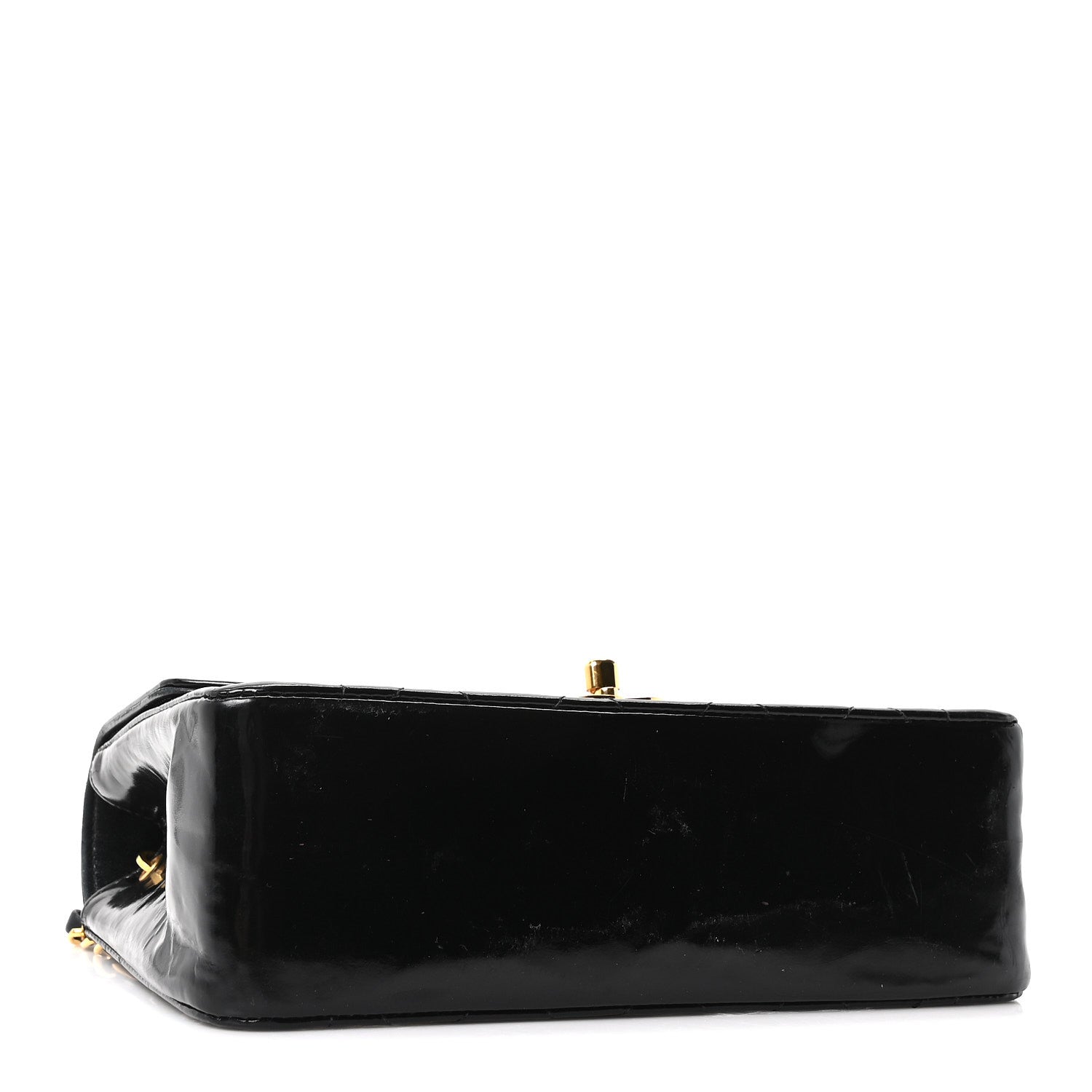 Patent Quilted Small Diana Flap Black