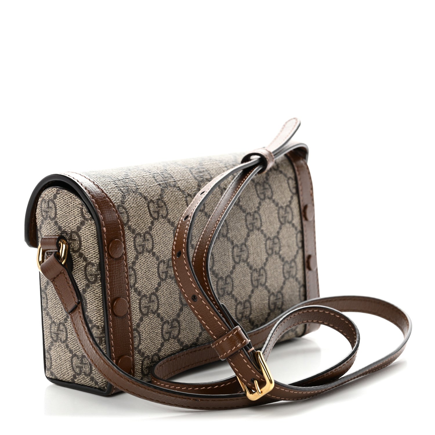 GG Supreme Monogram Mini Horsebit 1955 Shoulder Bag Beige Brown Sugar
